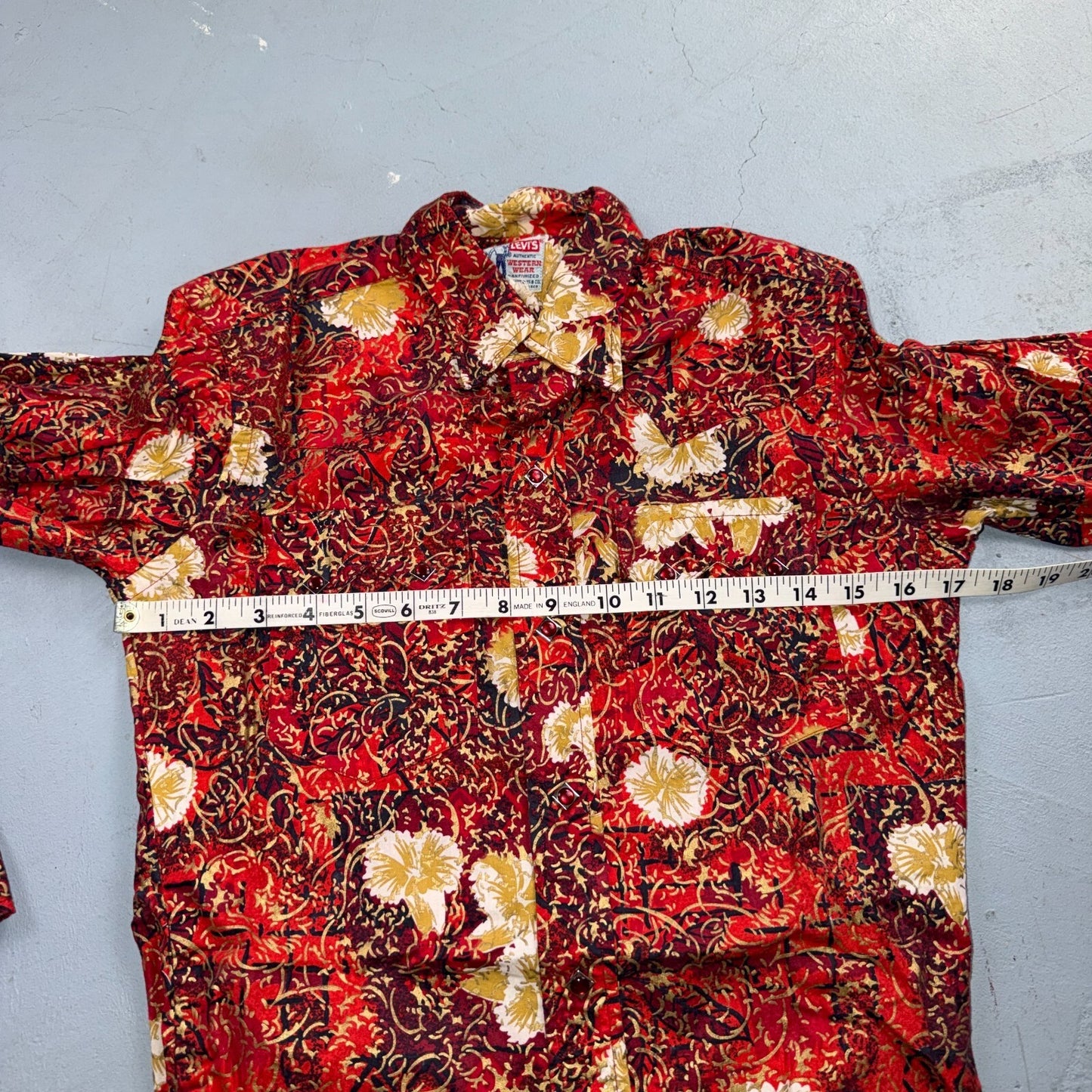 VTG 50s Levis Western Wear Floral Paisley Pearl Snap Button Shirt Rockabilly