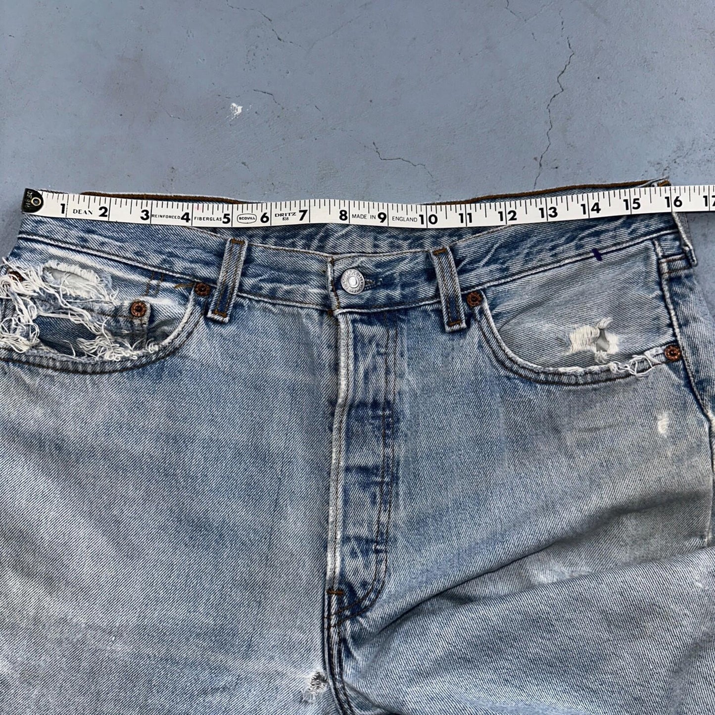 Levis 501 Vintage 90s USA XX Straight Leg Jeans Blue Light Wash 34x34 Act 32x32