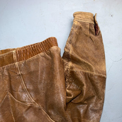 Vintage Leather Jacket Mirage G-1 Flight Size 46 80s Brown Patina Map Line Heavy
