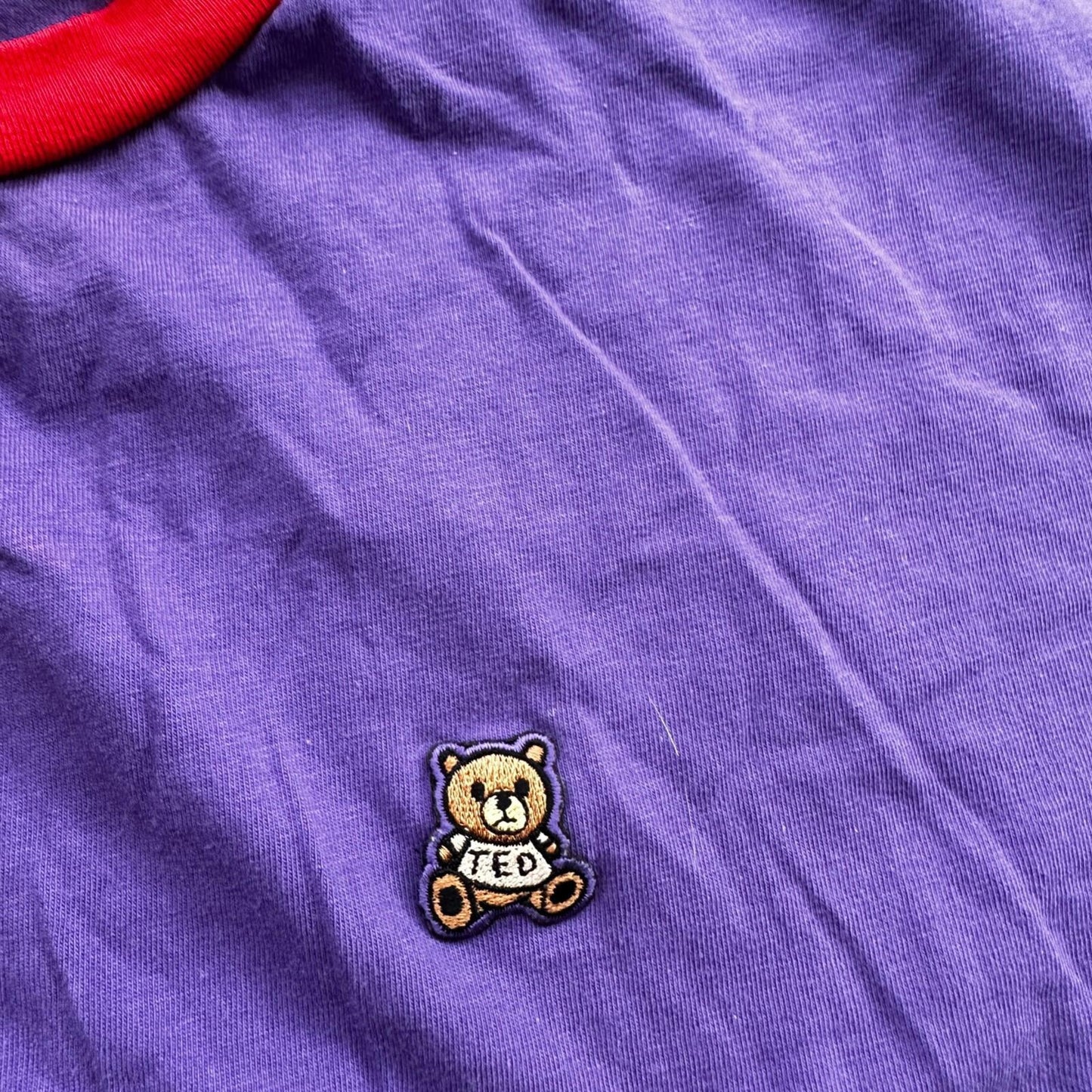 Teddy Fresh Purple Red Neck XS Hype Vintage Style T Shirt Basic Essential