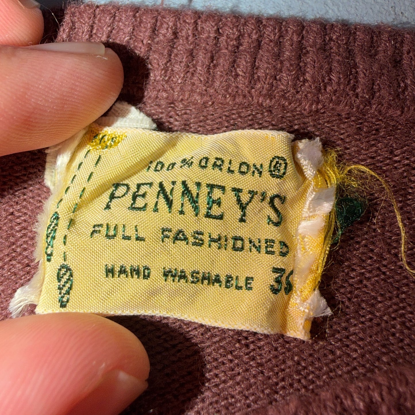 VTG 50s Penneys Brown Short Sleeve Knit Sweater Womens 36 Rockabilly 1950s Rare