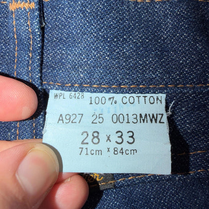 VTG Wrangler Men's 13MWZ Dark Wash High Rise Rigid Cowboy Jeans 28x33 Talon USA