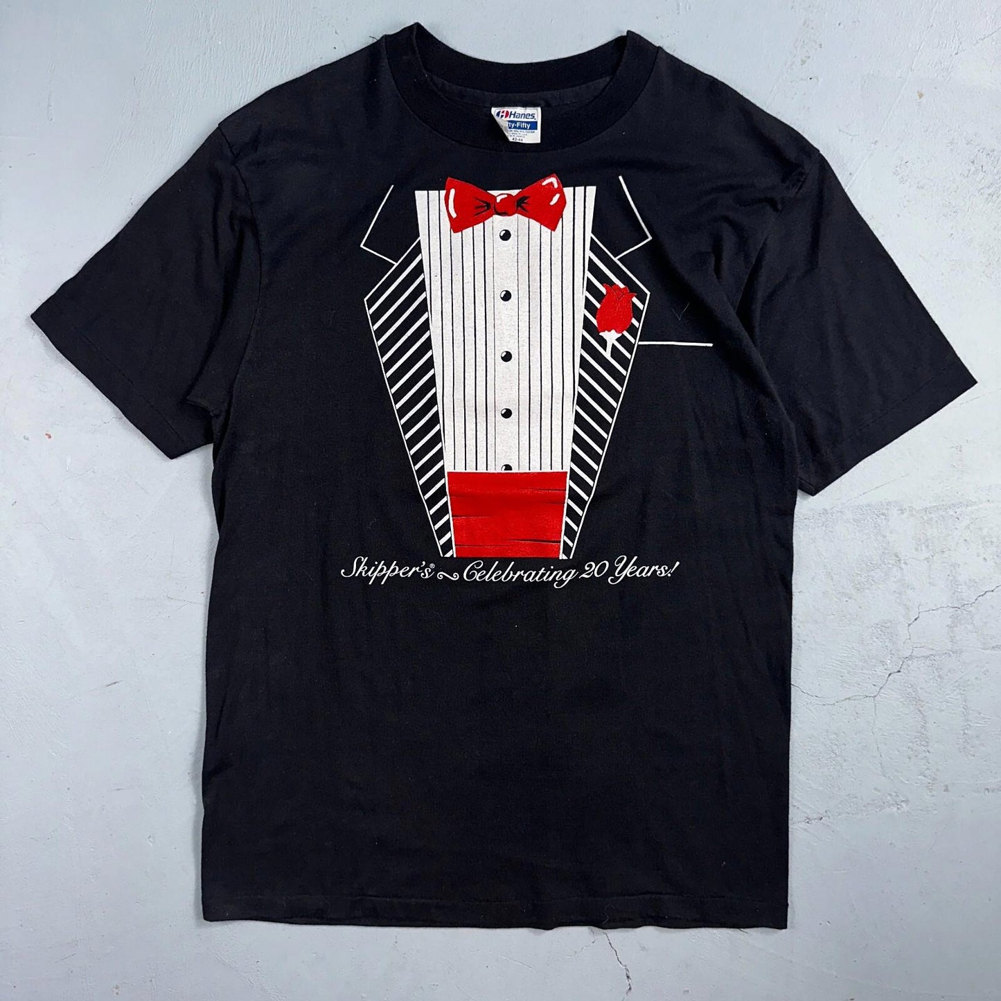 Tuxedo Black Hanes 80s VTG T Shirt 1980s Funny Joke Graphic Suit Tie Dressy