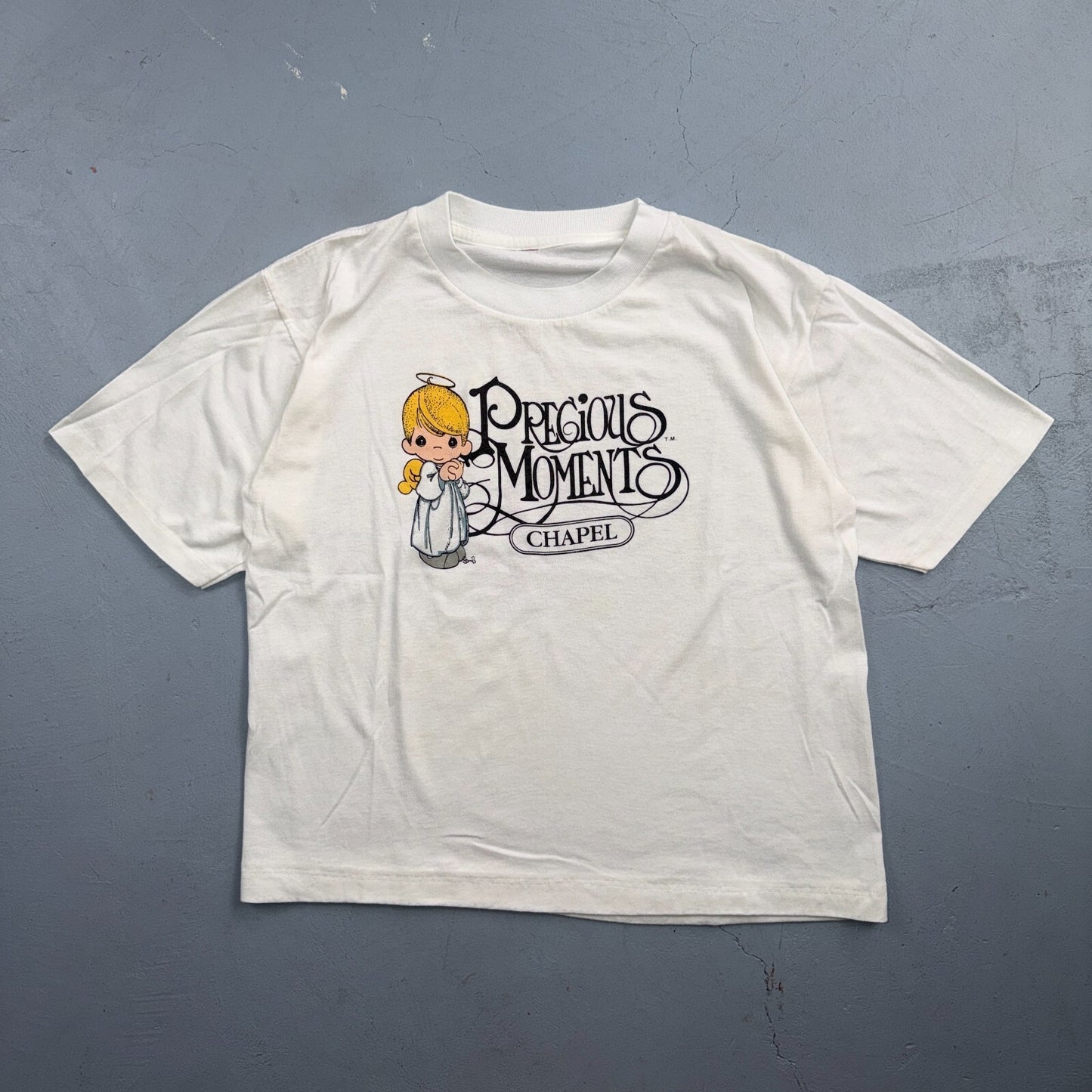 Precious Moments Chapel VTG T Shirt 90s Single Stitch Crop Angel Cute 1990s