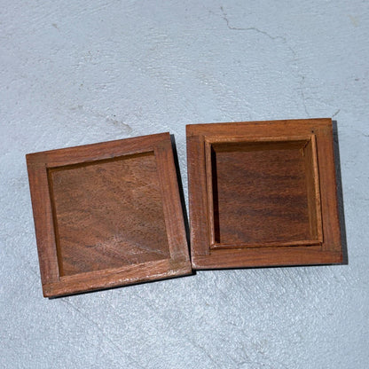 VTG Handmade Wooden Box Beautiful Wooden Square Shaped Jewelry Box Ring 60s 70s