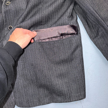VTG Mens 2 PC Suit 46 Jacket Coat Pants Gray Rockabilly 60s 1960s HBT Drop Loop