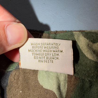 VTG 90s Five Brother Camo Flannel Shirt Cotton Poly Made USA Men's Medium
