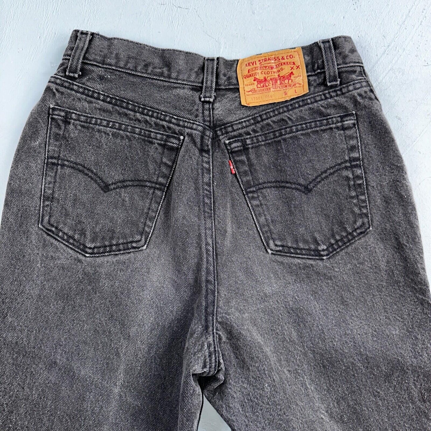 Levis 501 Vintage 90s USA XX Straight Leg Jeans Black Wash 11 Act Altered 27x26