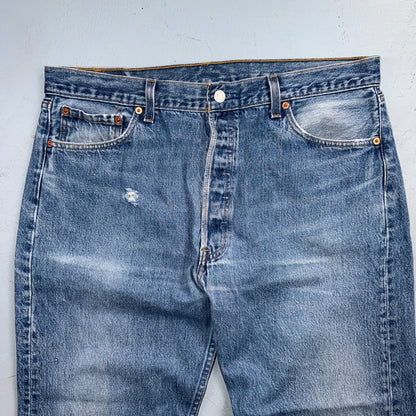 Levis 501 Vintage 90s USA XX Straight Leg Jeans Blue Light Wash 38x31 Act 36x28