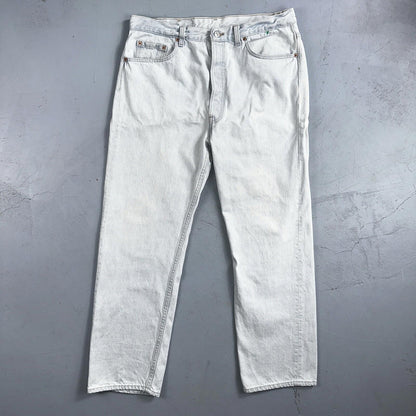 Levis 501 Vintage 90s USA XX Straight Leg Jeans White Light Wash 38x30 Act 34x29