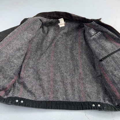 Carhartt VTG Detroit Jacket Men's 46 Lined Blanket Workwear J01 BLK Thrashed