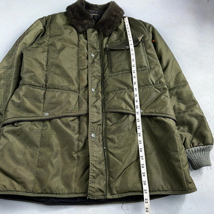 Vintage 1960s Green Parka Puffer Jacket Coat Men's L USA Refrigiwear Ski 60s