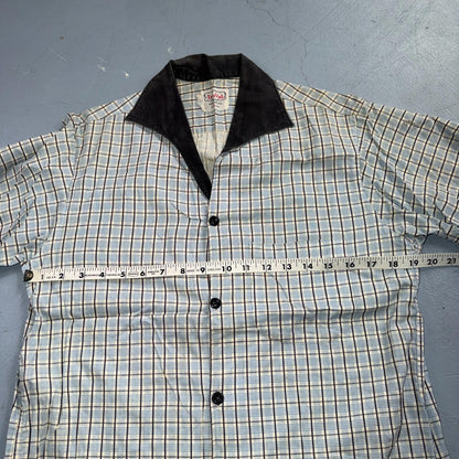 Vintage 1950s Loop Collar Truval Cotton Rockabilly Shirt Small Checkered 50s 60s