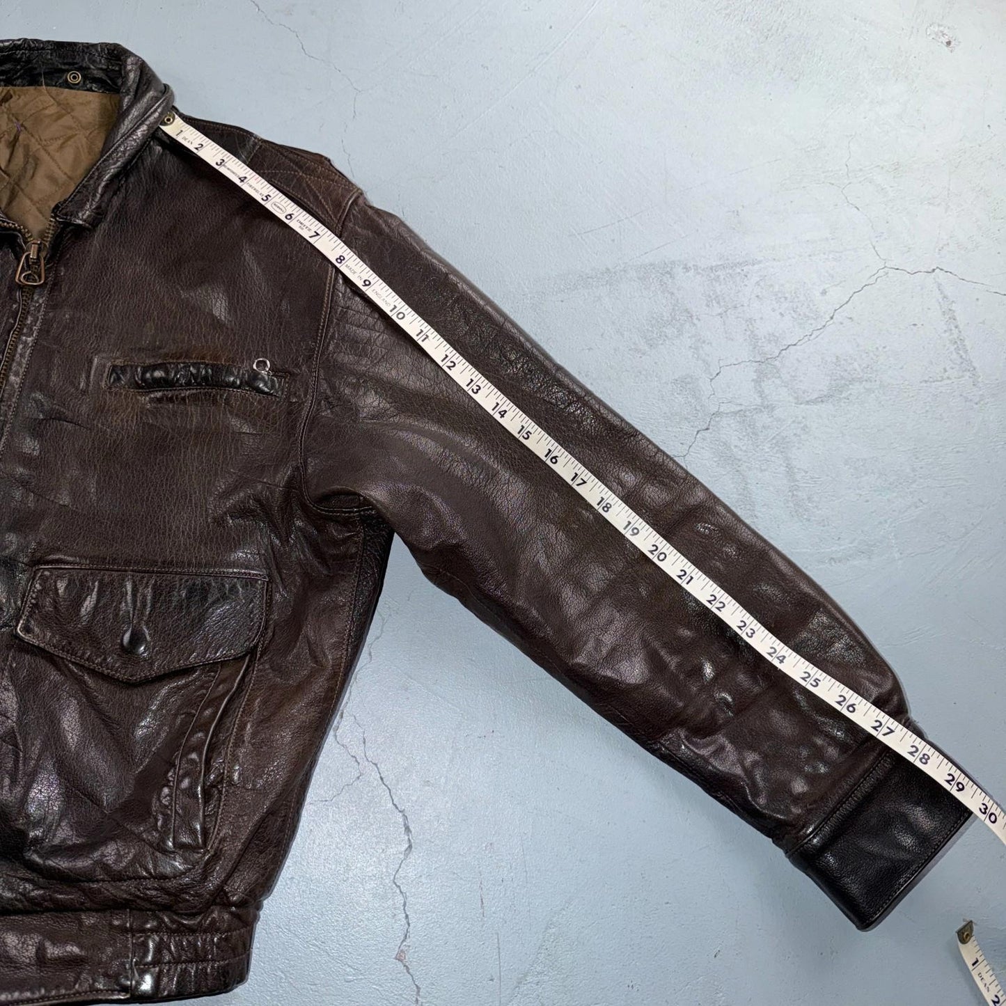 Vintage 1960s 70s Air Force 40 A-2 Flight Jacket Leather Us Military Brown