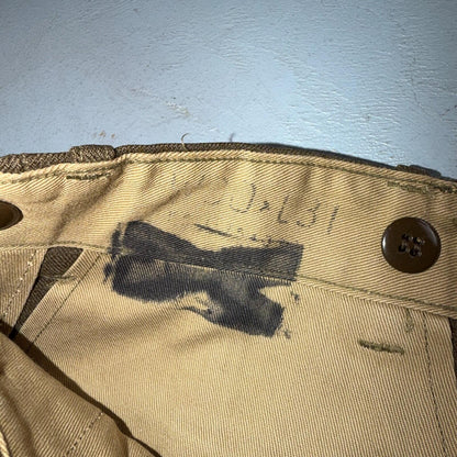 Vintage Military Pants Trousers Medium Regular 50s 40s Brown Wool Mens 30x31