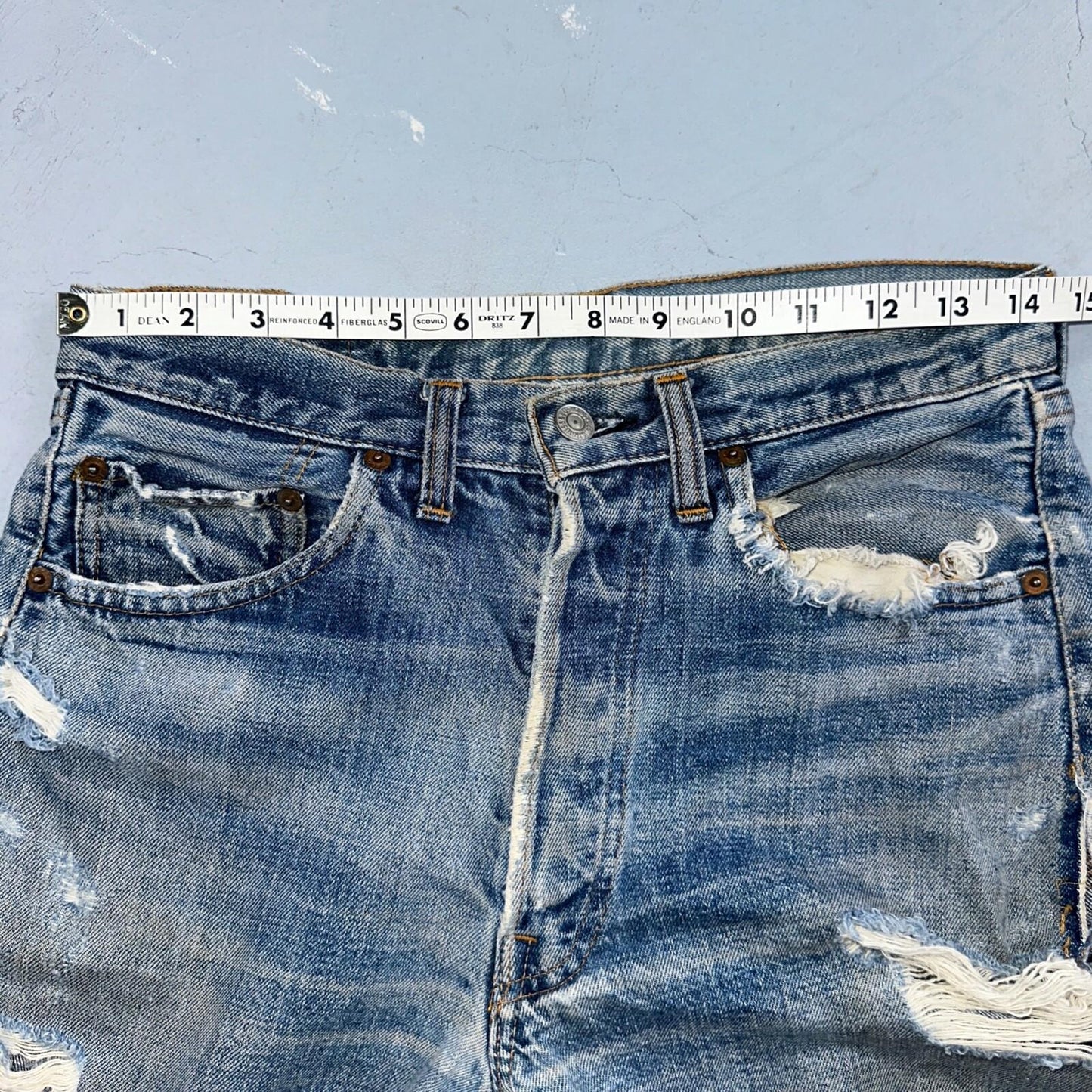 Levis 501 Vintage 70s SS Redline Selvedge USA 66 Jeans Thrashed 31x34 Act 29x30
