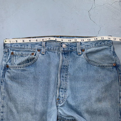 Levis 501 Vintage 90s USA XX Straight Leg Jeans Blue Light Wash 34x34 Act 33x33