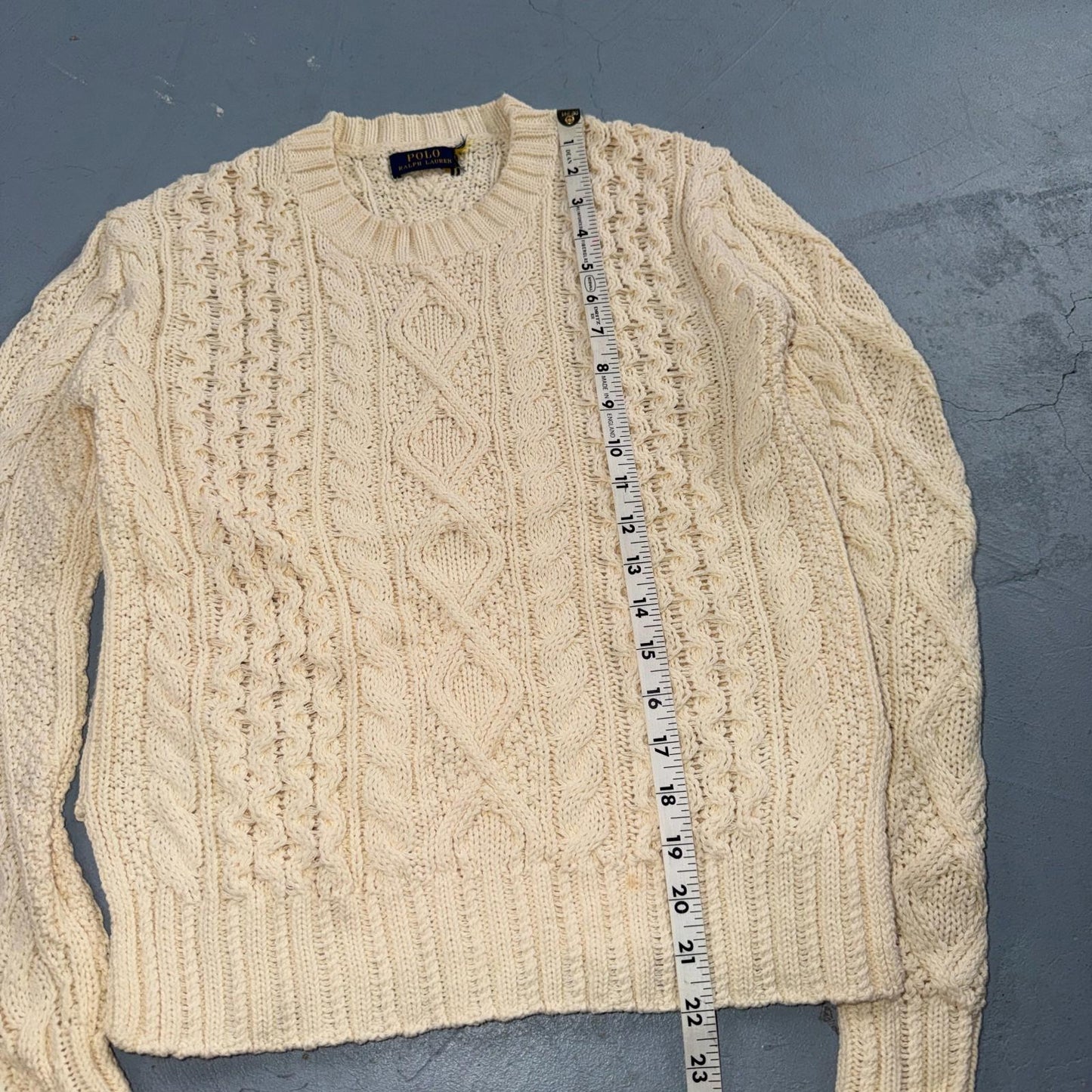 Polo Ralph Lauren Cable Knit Crew Neck Cotton Sweater Women’s XS Cream