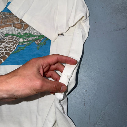 VTG Sea Turtles Single Stitch USA Thrashed White T Shirt Sz XL St Croix Ocean