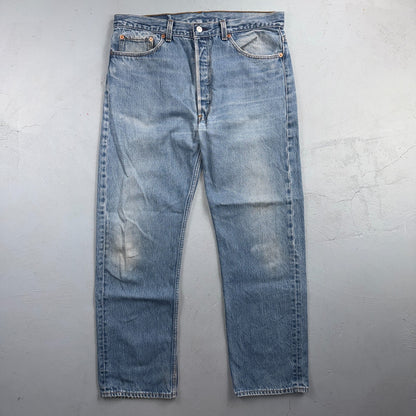 Levis 501 Vintage 90s USA XX Straight Leg Jeans Blue Light Wash 38x32 Act 35x28