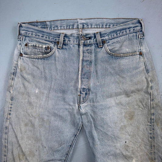 Levis 501 Vintage 80s Redline Selvedge USA XX Jeans Light Wash 36x30 Act 33x28