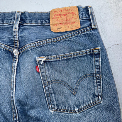 Levis 501 Vintage Y2K 90s XX Straight Leg Jeans Blue Light Wash 33x34 Act 31x31
