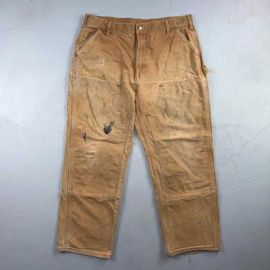 Carhartt VTG Double Knee Carpenter Pants B01 USA BRN Brown 36x28 Thrashed