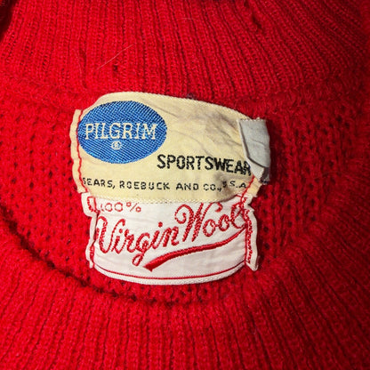 VTG 1950s Pilgrim Sportswear Wool Sweater Small Sears USA Ugly Christmas Novelty