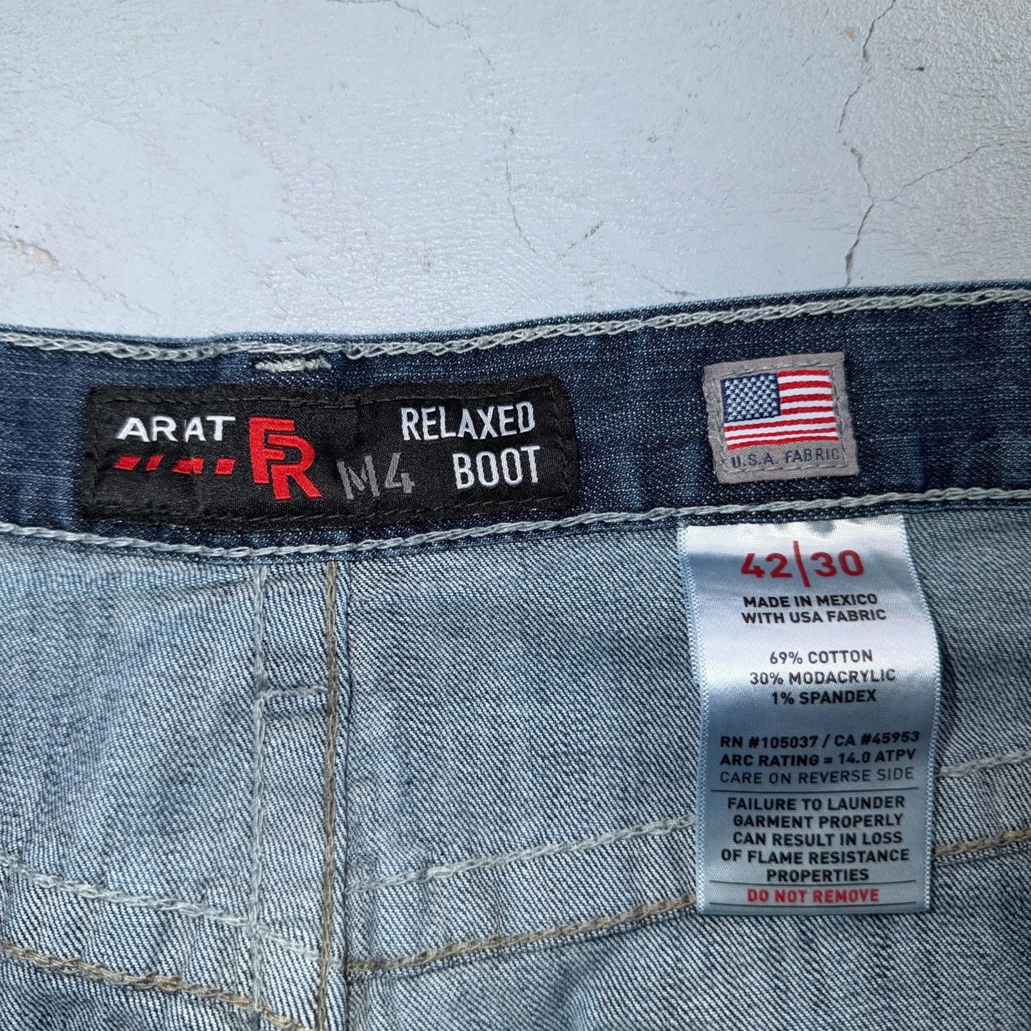 Ariat M4 FR Jeans Mens Blue Flame Resistant Cat 2 Relaxed Boot Cut 42x30 Denim