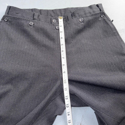 VTG 1950s Wool Pinstripe Trousers England 50s Button Fly Pants Bib Rockabilly