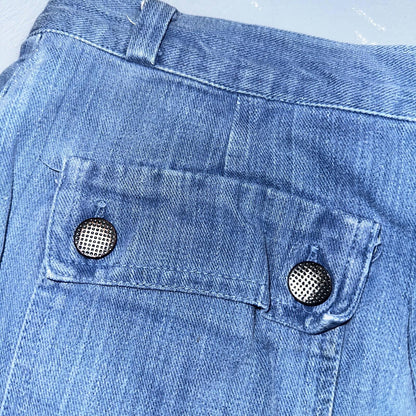 VTG 70s Jeans Canvas High Waist Sears Military Style P44 29x25 Capri HBT Rare