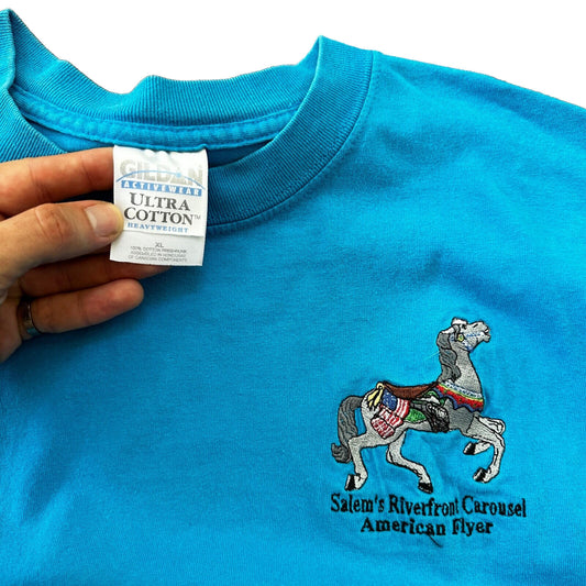 Salem Oregon Riverfront Carousel Vintage T Shirt Horse Funny Memory Portland