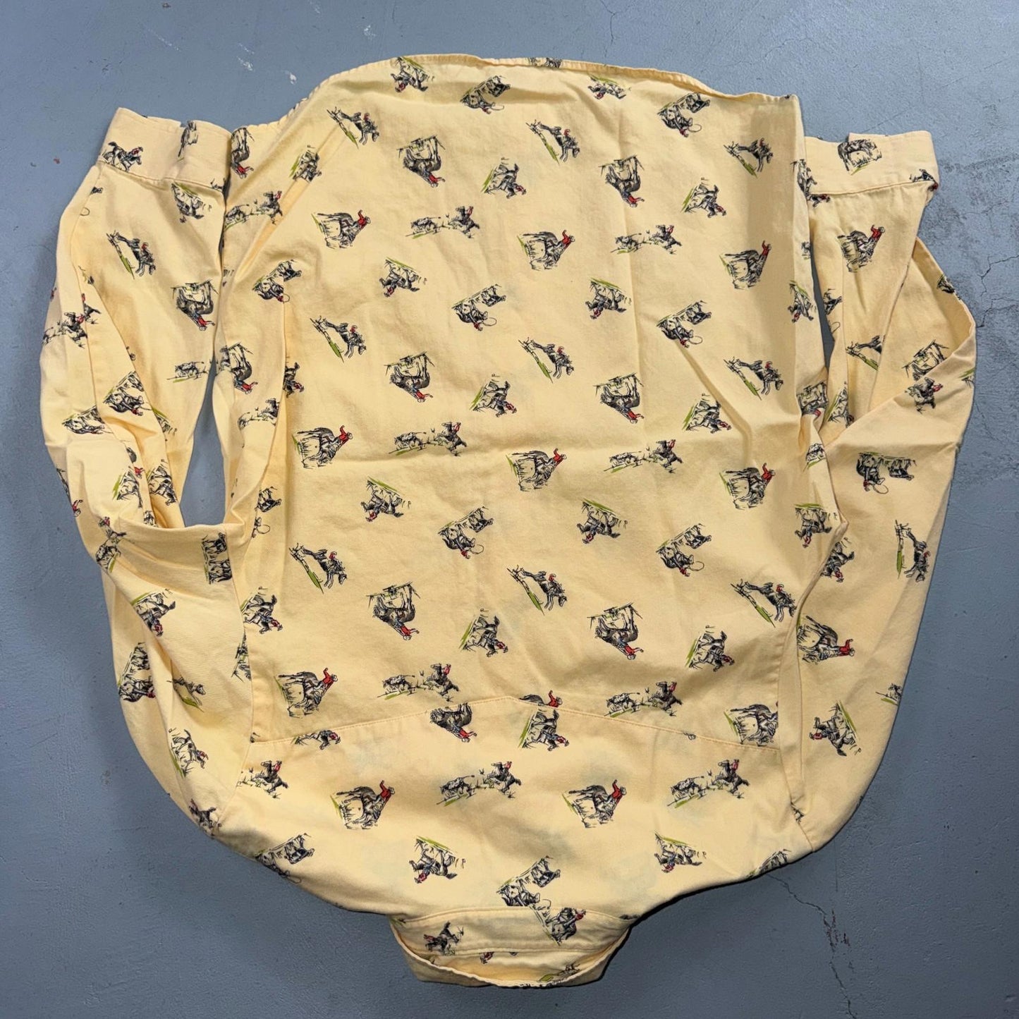 Vintage 90s Five Star by Roper Western Cowboy Button Down Shirt M Horses AOP