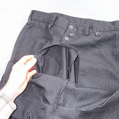 VTG 1950s Wool Pinstripe Trousers England 50s Button Fly Pants Bib Rockabilly