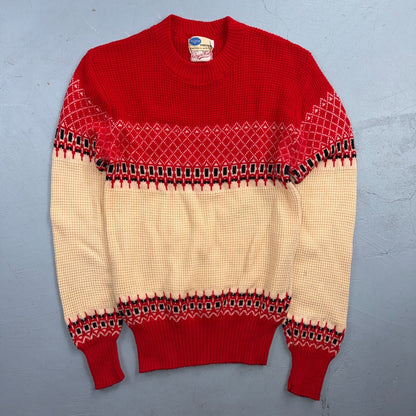VTG 1950s Pilgrim Sportswear Wool Sweater Small Sears USA Ugly Christmas Novelty
