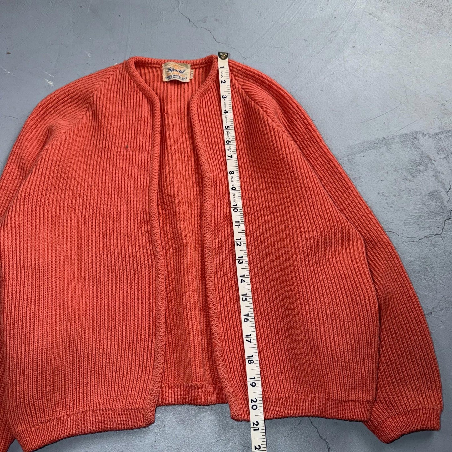 VTG 50s Kandel Oregon Woolen Mills Open Front Wool Sweater Cardigan Rockabilly L