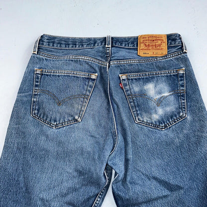 Levis 501 Vintage 90s USA XX Straight Leg Jeans Blue Med Wash 34x34 Act 31x30