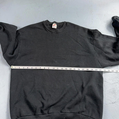 JERZEES Blank Black VTG Crew Neck Sweatshirt Black 90s No Graphic Basic L USA