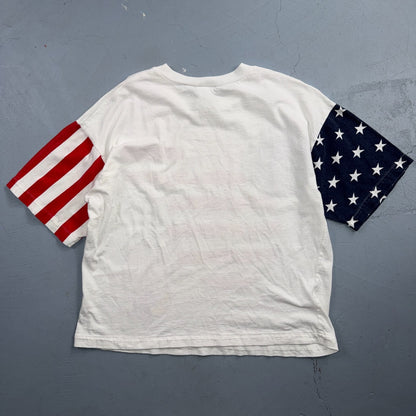 Vintage Mickey Mouse Mickey & Co T Shirt USA American Flag All Over Print Tee