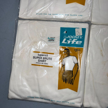 VTG 1960s JOCKEY LIFE White T Shirt Medium 4 Packs Deadstock Lot Slim Guy 60s