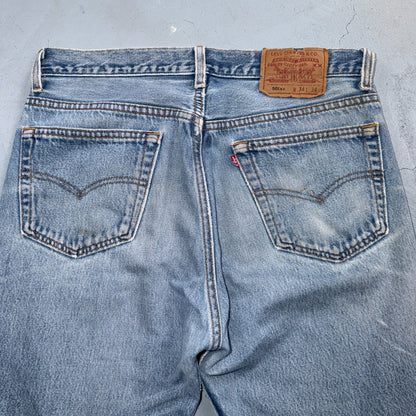 Levis 501 Vintage 90s USA XX Straight Leg Jeans Blue Light Wash 34x34 Act 32x29
