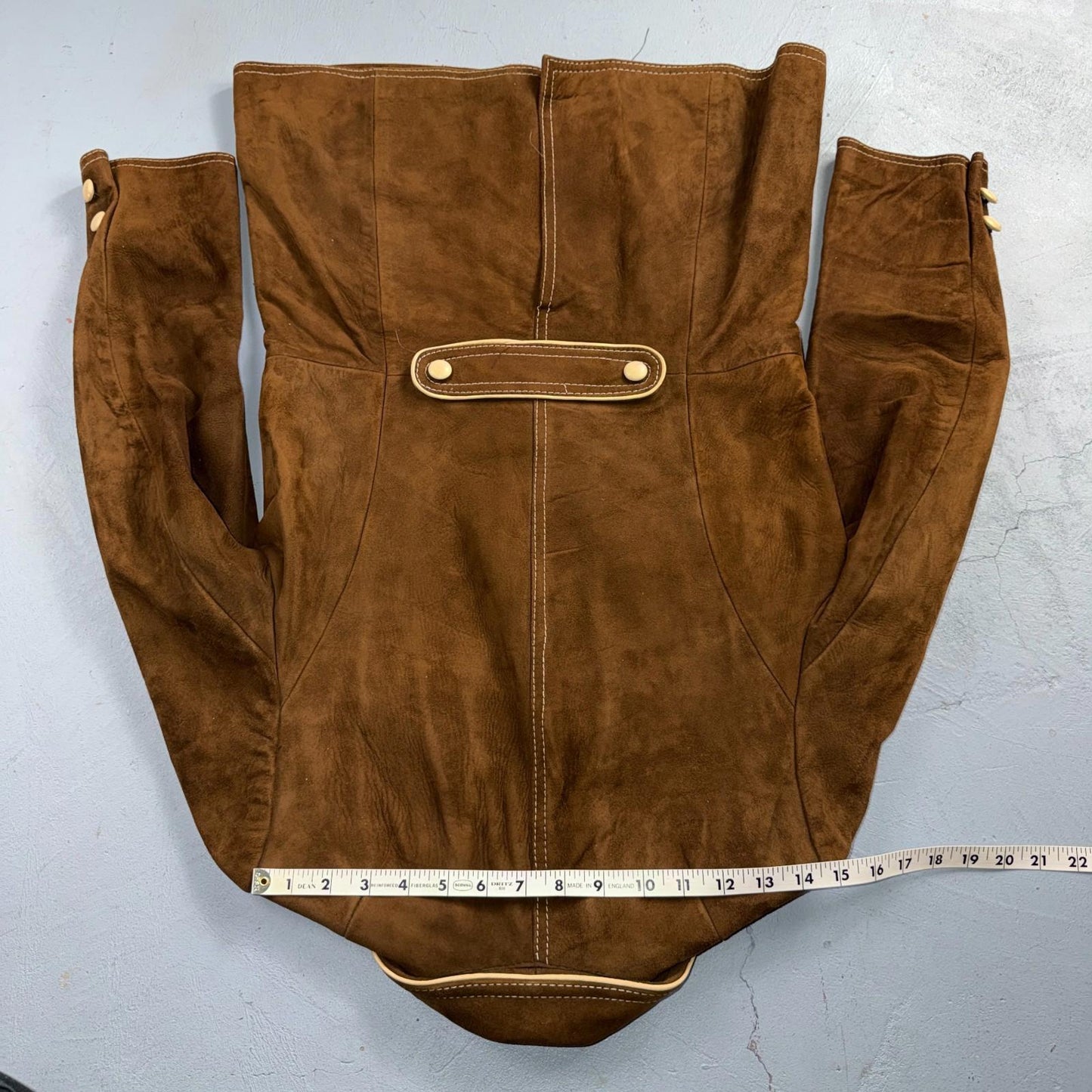 VTG Penneys 70s Suede Leather Button Up Jacket Brown Boho Hippie Western Sz 12