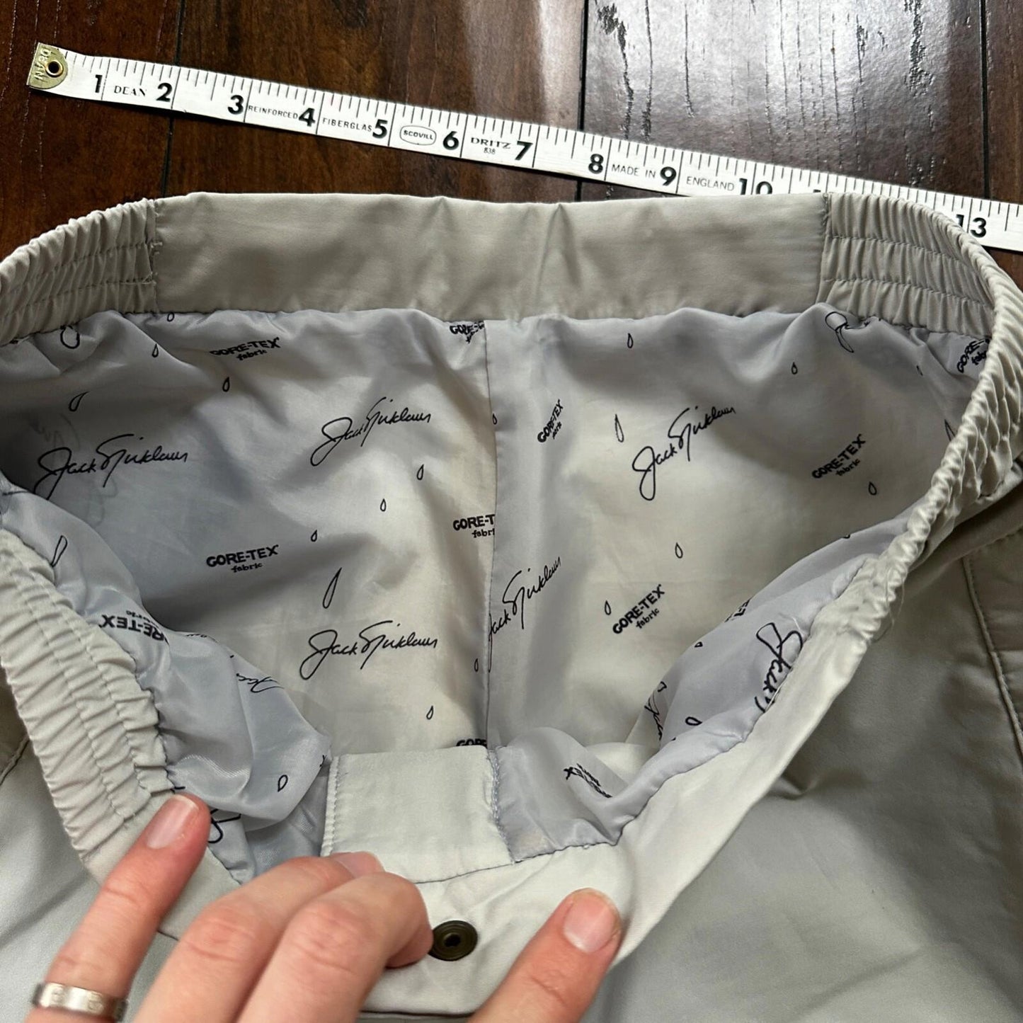 VTG GORETEX Jack Nicklaus Mens 10 Golf Pant Grey Fabric Zip Up Sports Outdoor