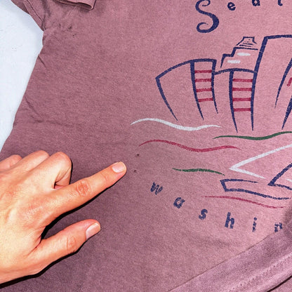 Seattle Washington Purple Maroon VTG T Shirt Single Stitch L Space Needle