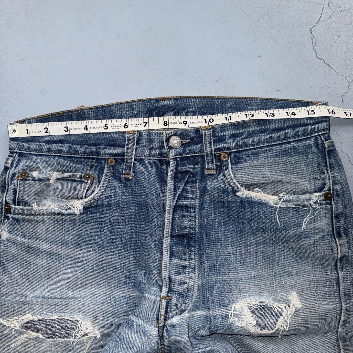 Levis 501 Vintage 70s SS Redline Selvedge USA XX Jeans Light Wash 32x28 Skinny