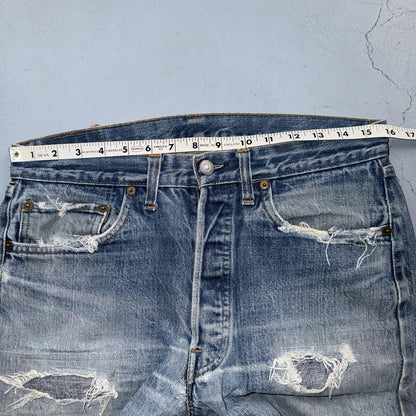 Levis 501 Vintage 70s SS Redline Selvedge USA XX Jeans Light Wash 32x28 Skinny
