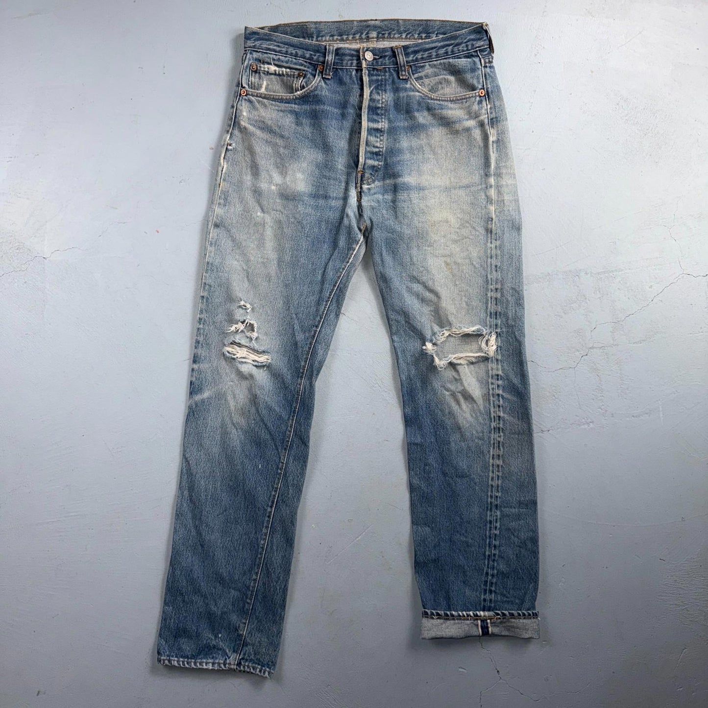 Levis 501 Vintage 80s Redline Selvedge USA XX Jeans Light Wash 34x36 Act 32x31