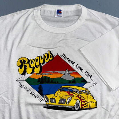 Diamond Lake Rogues Hot Rod VTG T Shirt USA Russell Athletic Cars Kampout Art Te