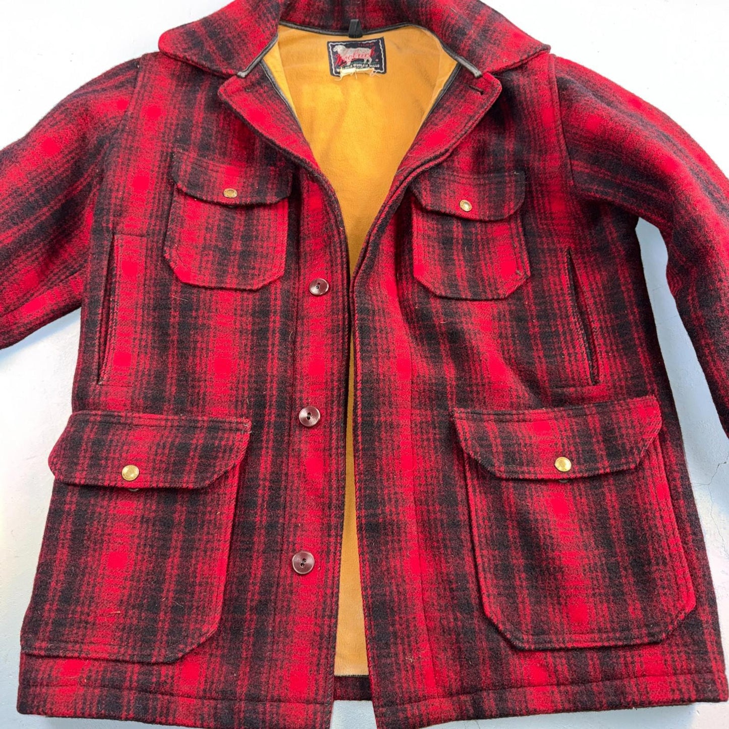 Vintage Woolrich Mackinaw Jacket 1940s Buffalo Plaid Hunting Wool Coat 40s Chore