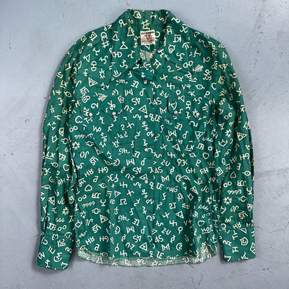 Levis 1950s Shorthorn Novelty Print Pearl Snap Sawtooth Shirt Rockabilly Western
